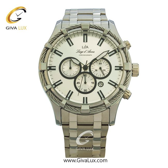 ساعت مچی اورجینال مردانه LdA سه موتوره کرنوگراف نقره ای | نقره ای| سفید| کد رفرنس 2415